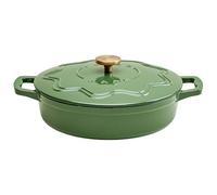 Judgeware Shallow Cast Iron Dutch Oven Casserole Dish with Lid (Green)