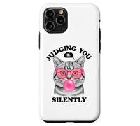 Judging You Silently Funny Cat Blowing a Bubble Gum Cat Mom Case for iPhone 11 Pro