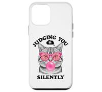 Judging You Silently Funny Cat Blowing a Bubble Gum Cat Mom Case for iPhone 12 mini