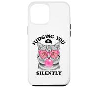 Judging You Silently Funny Cat Blowing a Bubble Gum Cat Mom Case for iPhone 12 Pro Max