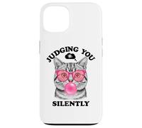 Judging You Silently Funny Cat Blowing a Bubble Gum Cat Mom Case for iPhone 13