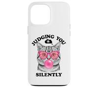 Judging You Silently Funny Cat Blowing a Bubble Gum Cat Mom Case for iPhone 13 Pro Max