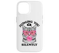Judging You Silently Funny Cat Blowing a Bubble Gum Cat Mom Case for iPhone 14
