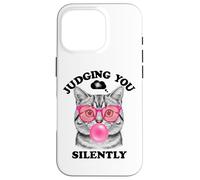 Judging You Silently Funny Cat Blowing a Bubble Gum Cat Mom Case for iPhone 16 Pro