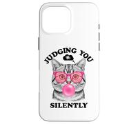 Judging You Silently Funny Cat Blowing a Bubble Gum Cat Mom Case for iPhone 16 Pro Max