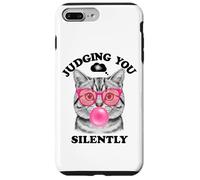 Judging You Silently Funny Cat Blowing a Bubble Gum Cat Mom Case for iPhone 7 Plus/8 Plus