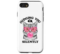 Judging You Silently Funny Cat Blowing a Bubble Gum Cat Mom Case for iPhone SE (2020) / 7 / 8