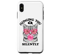Judging You Silently Funny Cat Blowing a Bubble Gum Cat Mom Case for iPhone XS Max