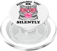 Judging You Silently Funny Cat Blowing a Bubble Gum Cat Mom PopSockets PopGrip for MagSafe