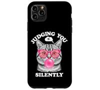 Judging You Silently Funny Cat Blowing Bubble Gum Pink Cat Case for iPhone 11 Pro Max