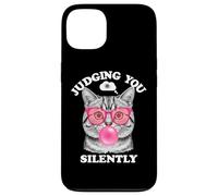 Judging You Silently Funny Cat Blowing Bubble Gum Pink Cat Case for iPhone 13