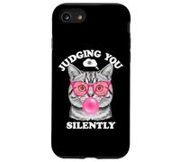 Judging You Silently Funny Cat Blowing Bubble Gum Pink Cat Case for iPhone SE (2020) / 7 / 8