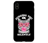 Judging You Silently Funny Cat Blowing Bubble Gum Pink Cat Case for iPhone XS Max