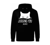 Judging You Silently Hoodie - Funny Cat Graphic Sweatshirt - Sarcastic Humor Design - Casual Novelty Gift for Men and Women(4XL, Black)