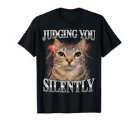 Judging You Silently Silly Cat Meme Funny Men Women T-Shirt