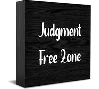 Judgment Free Zone Here Wood Box Sign Decor Desk Sign Rustic Home Shelf Wall Decoration Grad Gift 5 X 5 Inches