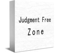 Judgment Free Zone Here Wooden Box Sign Decorative Funny Office Home Decor Rustic Farmhouse Square Desk Decor Sign For Shelf 5 X 5 Inches