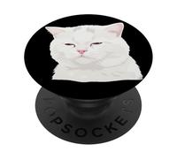 Judgy Cat Funny Grumpy White Cat Unimpressed Lover PopSockets Adhesive PopGrip