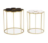 judie black and white petal set of 2 side tables with gold base
