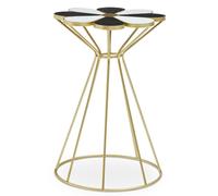 judie black and white petal shape end table with gold frame