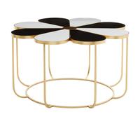 judie black and white petal shape side table with gold frame