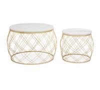 judie marble top set of 2 side tables with gold metal frame