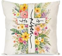 Judishyish Cross Christian He is Risen Pillowcase Throw Pillow Covers 18x18 inches Home Bedding Sofa Bedroom Spring Summer Decoration
