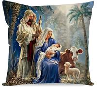 Judishyish Funny Nativity of Jesus Throw Pillow Covers 12x18-inch Home Bedding Sofa Bedroom Decoration Throw Pillow Gift Cases for Friends, dad, Mom and Lover