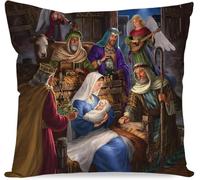 Judishyish Funny Nativity of Jesus Throw Pillow Covers 18x18-inch Home Bedding Sofa Bedroom Decoration Throw Pillow Gift Cases for Friends, dad, Mom and Lover