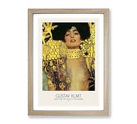 Judith And The Head Of Holofernes With Border By Gustav Klimt Classic Painting Framed Wall Art Print, Ready to Hang Picture for Living Room Bedroom Home Office Décor, Oak A2 (64 x 46 cm)
