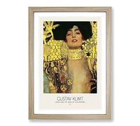Judith and The Head of Holofernes with Border by Gustav Klimt Framed Print | A2 Oak Framed Wall Art | Ready to Hang | Modern Historical Picture | Living Room Bedroom Lounge Office