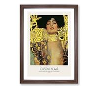 Judith and The Head of Holofernes with Border by Gustav Klimt Framed Print | A2 Walnut Framed Wall Art | Ready to Hang | Modern Historical Picture | Living Room Bedroom Lounge Office