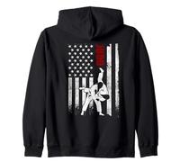 Judo American Flag Distressed USA Patriotic Fighter Zip Hoodie
