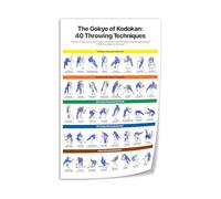 Judo Reference Poster Essential Throws and Techniques Chart Canvas Wall Art for Martial Artists Study Room(Unframed,16X24inch(40X60cm))