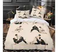 Judo techniques 3D Printed 3 Piece Bed Cover Martial arts illustration Quilt Cover Set Microfiber Hidden Zipper Soft Plush for Girls Teens Women Adults Seniors King（220x240cm）