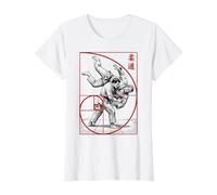 Judo Throw Fibonacci Spiral Martial Arts Kanji Budo Value Graphic T-Shirt, Women, White, S