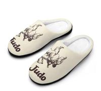 Judo Women's Slippers Cotton Warm House Shoes with Rubber Anti-Slip Sole Slip On for Home Outdoor 9-10(40-41)
