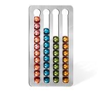 JuDongJu Coffee Pod Holder for Nespresso Original Line Pods - Stainless Steel Adhesive Wall-Mounted for 40 Capsules 16"x8.6" - Space-Saving Kitchen Storage for Cabinets & Countertops
