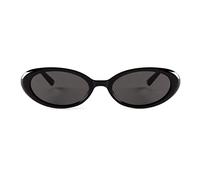 JUDOO Tiny Small 90s Sunglasses for Women Men Retro Oval Tinted Glasses, Black, S