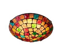 JUDU Tiffany Ceiling Lights Vintage Stained Glass Ceiling Light 12/16 Inch Tiffany Flush Mount Ceiling Light for Bedroom Dining Living Room Entryway Foyer (30cm)