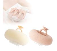 JUDUNA 2024 New Super Soft Sunflower Suction Cup Bath Ball, 2 in 1 Exfoliating Bath Sponge Cleaning Brush, Pink+Beige