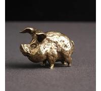 JUDUOYANXIAN Bookshelf Décor,Brass Figures,3.9x3.0cm Retro Copper Chinese Zodiac Flying Pig Statue Home Decoration Antique Brass Lucky Animal Figurine Small Table Desk Ornaments