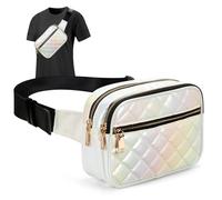 Jueachy Bum Bag Rhombic Bumbag for Ladies Nylon Water Resistant Bumbag 47.3" Fanny Pack for Women Black Waist Belt Bag Hip Chest Bag Multi Pockets Fashion Hiking Waist Packs Festival Travel Running