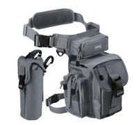 Jueachy Drop Leg Bag for Men Tactical Metal Detecting Thigh Pack with Water Bottle Pouch Light Grey
