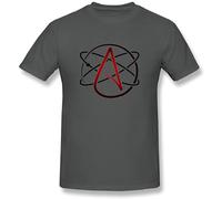 JUEBANG Men's Atheist Symbol T Shirt Grey M