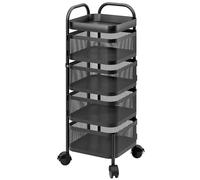 Juebueix Modern Rotating Kitchen Trolley - 3/4/5 Tier Adjustable Fruit and Vegetable Basket with Hollow Mesh, Kitchen Vegetable Storage Organizer, Fruit Basket Floor Stand Shelf Fruit Tower, 3/4/5Tie