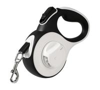 Juebueix Retractable Dog Lead with Night LED Light, 10ft/16ft Knot-Free Extendable Dog Walking Lead with One-Hand Control for Small and Medium Dogs White B