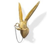 Juedawyal Golden Gentleman Rabbit Head Wall Hook with Monocle & Mustache, Vintage Animal Decor Coat Hanger for Entryway, Unique Victorian Farmhouse, Mounting Hardware Included