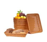 JUEGD Bread Basket, 16 Inch Wicker Fruit Basket, 10 Pack Bread Baskets for Serving, Waterproof Rectangular Baskets for Vegetables, Fruits, Foods Washing and Storage