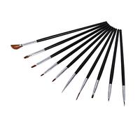 Juego de 10 pinceles para decoración de uñas DIY para trabajos de decoración de uñas finas o uñas postizas, ideal para uso profesional y doméstico, fibra de nailon, madera,